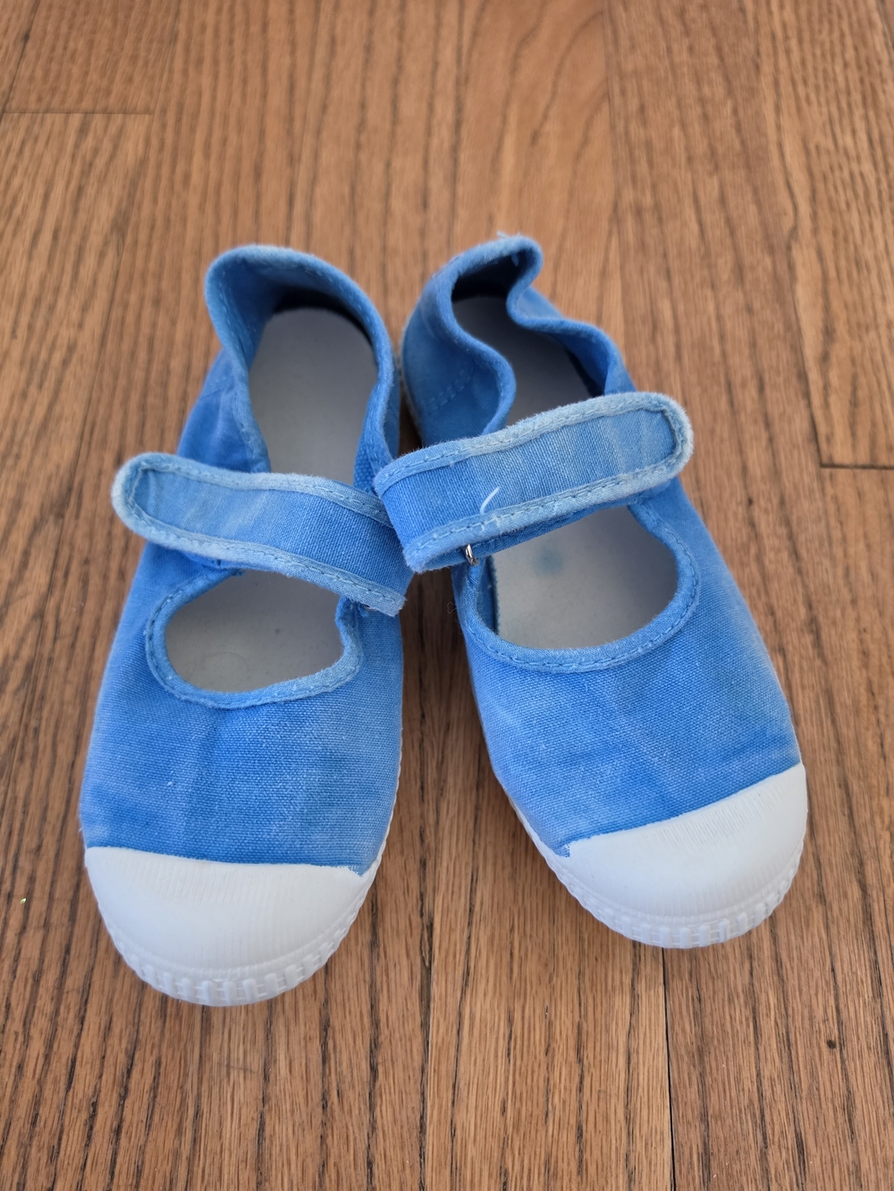 Cienta Blue Canvas Mary Jane Sneakers with White Toe Girls Size EU 31